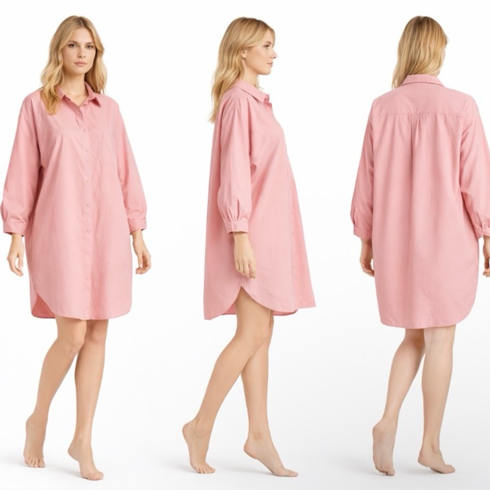 Lucy in Seoul Pink Shirt Dress – Size xl  Pink Button-Up Shirt Dress
